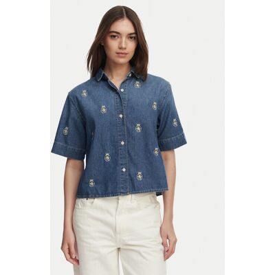 Tommy Hilfiger Koszula jeansowa WW0WW50624 Niebieski Relaxed Fit XS Niebieski Damskie Tommy Hilfiger Koszula jeansowa WW0WW50624 Niebieski Relaxed Fit XS Niebieski Damskie