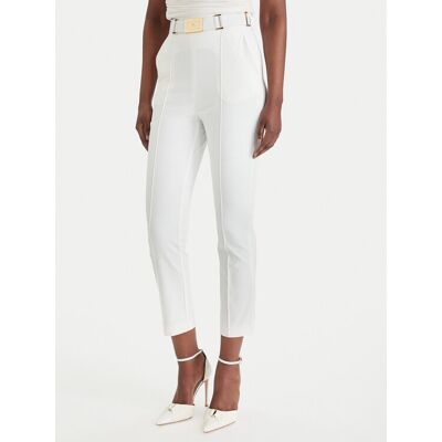 Elisabetta Franchi Spodnie materiałowe PA-132-61E2-V350 Biały Regular Fit 46 Biały Damskie Elisabetta Franchi Spodnie materiałowe PA-132-61E2-V350 Biały Regular Fit 46 Biały Damskie