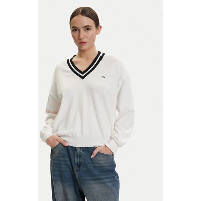 Tommy Jeans Sweter DW0DW22778 Biały Regular Fit XS Biały Damskie Tommy Jeans Sweter DW0DW22778 Biały Regular Fit XS Biały Damskie