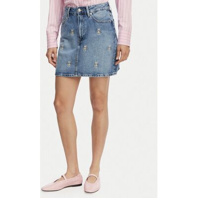 Tommy Hilfiger Spódnica jeansowa TH Crest Embroidery WW0WW50623 Niebieski Regular Fit 36 Niebieski Damskie Tommy Hilfiger Spódnica jeansowa TH Crest Embroidery WW0WW50623 Niebieski Regular Fit 36 Niebieski Damskie