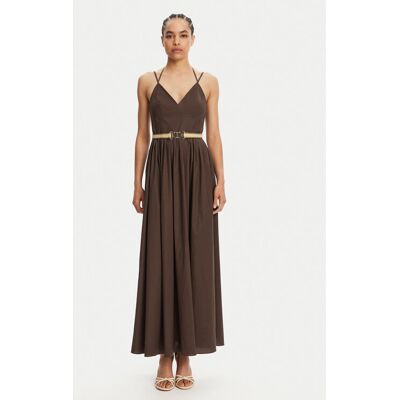 TWINSET Sukienka letnia 251TT2100 Brązowy Regular Fit 46 Brązowy Damskie TWINSET Sukienka letnia 251TT2100 Brązowy Regular Fit 46 Brązowy Damskie