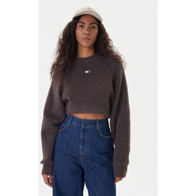 Tommy Jeans Sweter Badge DW0DW22024 Brązowy Regular Fit M Brązowy Damskie Tommy Jeans Sweter Badge DW0DW22024 Brązowy Regular Fit M Brązowy Damskie