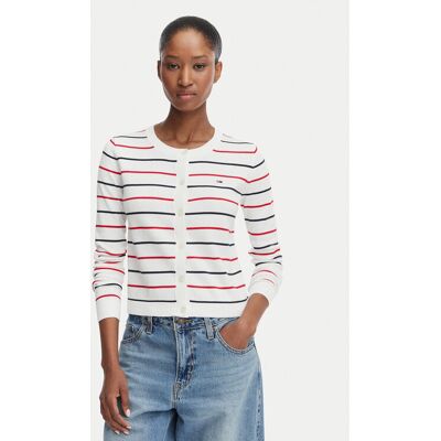 Tommy Jeans Kardigan DW0DW20976 Biały Regular Fit S Biały Damskie Tommy Jeans Kardigan DW0DW20976 Biały Regular Fit S Biały Damskie