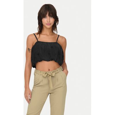 ONLY Top Lou 15342566 Czarny Cropped Fit L Czarny Damskie ONLY Top Lou 15342566 Czarny Cropped Fit L Czarny Damskie