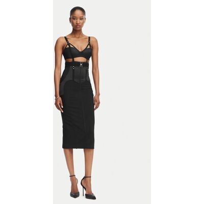Elisabetta Franchi Sukienka koktajlowa AB-881-62E2-V660 Czarny Slim Fit 44 Czarny Damskie Elisabetta Franchi Sukienka koktajlowa AB-881-62E2-V660 Czarny Slim Fit 44 Czarny Damskie