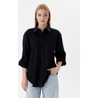 Calvin Klein Jeans Koszula LV044E195G Czarny Regular Fit XS Czarny Damskie Calvin Klein Jeans Koszula LV044E195G Czarny Regular Fit XS Czarny Damskie