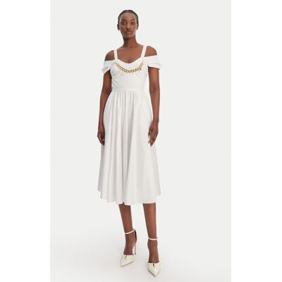 Elisabetta Franchi Sukienka koktajlowa AB-921-61E2-V590 Biały Regular Fit 40 Biały Damskie Elisabetta Franchi Sukienka koktajlowa AB-921-61E2-V590 Biały Regular Fit 40 Biały Damskie