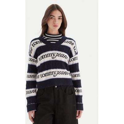 Tommy Jeans Sweter DW0DW21682 Granatowy Regular Fit S Granatowy Damskie Tommy Jeans Sweter DW0DW21682 Granatowy Regular Fit S Granatowy Damskie
