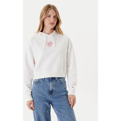 Tommy Jeans Bluza Heart DW0DW21408 Biały Relaxed Fit XS Biały Damskie Tommy Jeans Bluza Heart DW0DW21408 Biały Relaxed Fit XS Biały Damskie