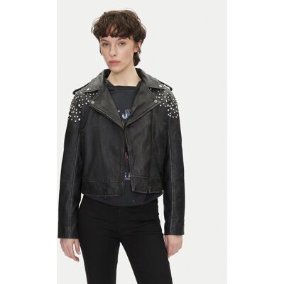 Pepe Jeans Kurtka skórzana Fantasy PL402523 Czarny Regular Fit M Czarny Damskie Pepe Jeans Kurtka skórzana Fantasy PL402523 Czarny Regular Fit M Czarny Damskie