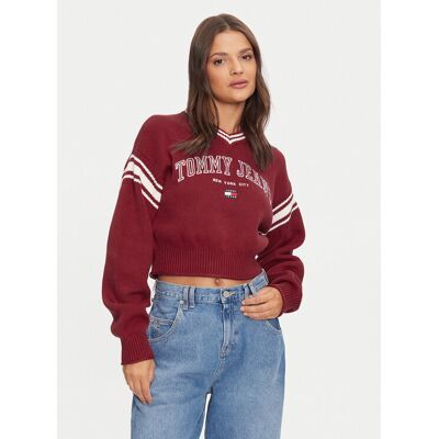 Tommy Jeans Sweter Varsity DW0DW18692 Czerwony Relaxed Fit XL Czerwony Damskie Tommy Jeans Sweter Varsity DW0DW18692 Czerwony Relaxed Fit XL Czerwony Damskie