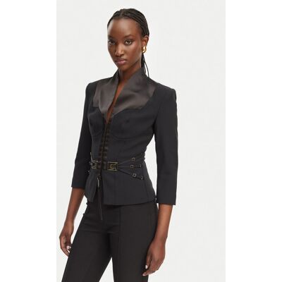 Elisabetta Franchi Marynarka GI-202-61E2-V590 Czarny Regular Fit 42 Czarny Damskie Elisabetta Franchi Marynarka GI-202-61E2-V590 Czarny Regular Fit 42 Czarny Damskie