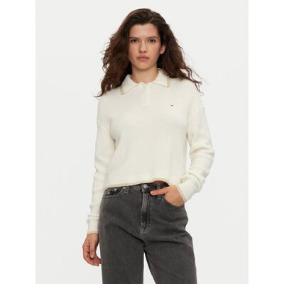 Tommy Jeans Sweter DW0DW19833 Écru Regular Fit XS Kremowy Damskie Tommy Jeans Sweter DW0DW19833 Écru Regular Fit XS Kremowy Damskie