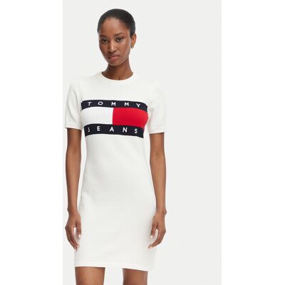 Tommy Jeans Sukienka codzienna Flag DW0DW22853 Biały Slim Fit L Biały Damskie Tommy Jeans Sukienka codzienna Flag DW0DW22853 Biały Slim Fit L Biały Damskie