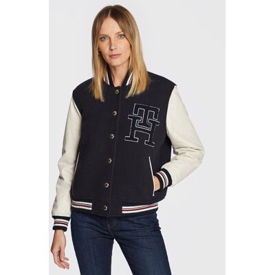 Tommy Hilfiger Kurtka bomber Blend WW0WW37308 Granatowy Regular Fit 42 Granatowy Damskie Tommy Hilfiger Kurtka bomber Blend WW0WW37308 Granatowy Regular Fit 42 Granatowy Damskie