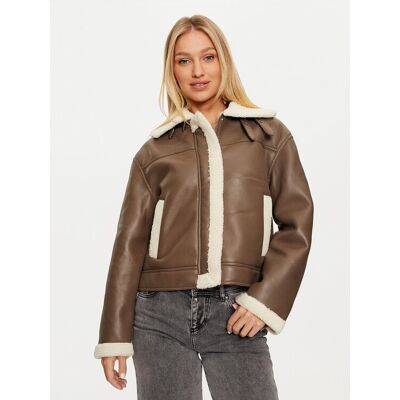 Pieces Kurtka z imitacji skóry Janelle 17141595 Brązowy Regular Fit L Brązowy Damskie Pieces Kurtka z imitacji skóry Janelle 17141595 Brązowy Regular Fit L Brązowy Damskie