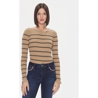 Liu Jo Sweter MF3001 MS99E Brązowy Slim Fit L Brązowy Damskie Liu Jo Sweter MF3001 MS99E Brązowy Slim Fit L Brązowy Damskie