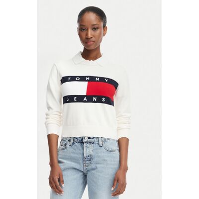 Tommy Jeans Sweter Flag DW0DW22930 Biały Regular Fit XS Biały Damskie Tommy Jeans Sweter Flag DW0DW22930 Biały Regular Fit XS Biały Damskie