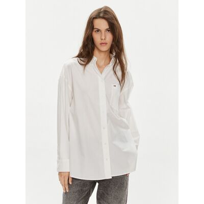 Tommy Jeans Koszula Essential DW0DW18659 Biały Oversize L Biały Damskie Tommy Jeans Koszula Essential DW0DW18659 Biały Oversize L Biały Damskie