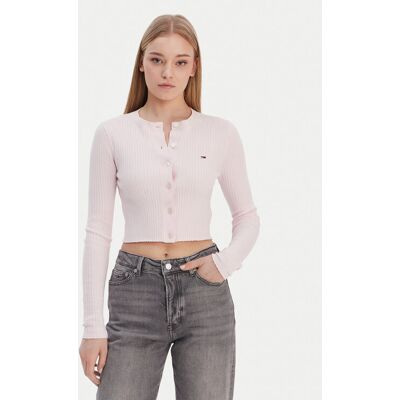 Tommy Jeans Kardigan DW0DW22023 Różowy Slim Fit S Różowy Damskie Tommy Jeans Kardigan DW0DW22023 Różowy Slim Fit S Różowy Damskie