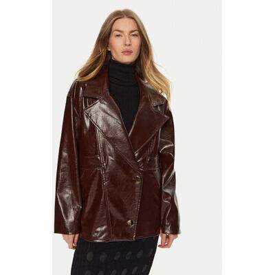 ACCESS FASHION Kurtka z imitacji skóry 44-1060-806 Brązowy Relaxed Fit S_M Brązowy Damskie ACCESS FASHION Kurtka z imitacji skóry 44-1060-806 Brązowy Relaxed Fit S_M Brązowy Damskie