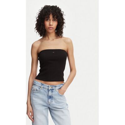 Tommy Jeans Top DW0DW22263 Czarny Slim Fit M Czarny Damskie Tommy Jeans Top DW0DW22263 Czarny Slim Fit M Czarny Damskie