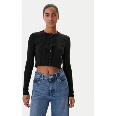 Tommy Jeans Kardigan DW0DW22023 Czarny Slim Fit S Czarny Damskie Tommy Jeans Kardigan DW0DW22023 Czarny Slim Fit S Czarny Damskie