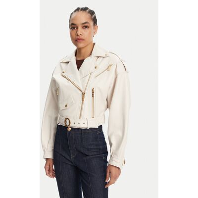 Just Cavalli Kurtka skórzana 78PAVP05 Biały Loose Fit 40 Biały Damskie Just Cavalli Kurtka skórzana 78PAVP05 Biały Loose Fit 40 Biały Damskie