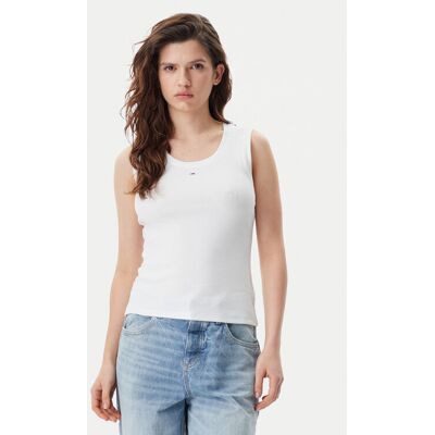 Tommy Jeans Top Essential DW0DW20673 Biały Slim Fit S Biały Damskie Tommy Jeans Top Essential DW0DW20673 Biały Slim Fit S Biały Damskie