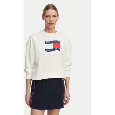 Tommy Jeans Bluza Wavy Flag DW0DW22742 Biały Boxy Fit XS Biały Damskie Tommy Jeans Bluza Wavy Flag DW0DW22742 Biały Boxy Fit XS Biały Damskie