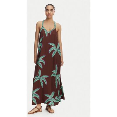LOLA CASADEMUNT Sukienka letnia LS2616022 Brązowy Relaxed Fit XS Brązowy Damskie LOLA CASADEMUNT Sukienka letnia LS2616022 Brązowy Relaxed Fit XS Brązowy Damskie
