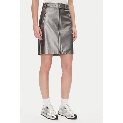 DKNY Spódnica z imitacji skóry P4JN6XIM Srebrny Regular Fit 4 Srebrny Damskie DKNY Spódnica z imitacji skóry P4JN6XIM Srebrny Regular Fit 4 Srebrny Damskie