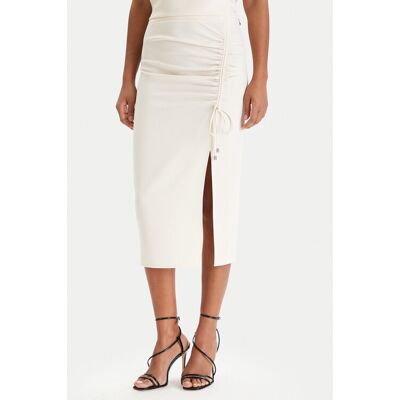 Patrizia Pepe Spódnica midi 8G0530/A701-W409 Écru Regular Fit 44 Kremowy Damskie Patrizia Pepe Spódnica midi 8G0530/A701-W409 Écru Regular Fit 44 Kremowy Damskie