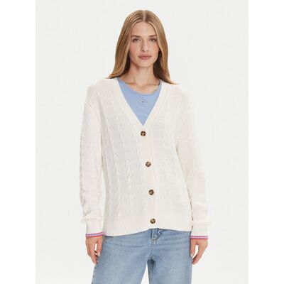 Tommy Jeans Kardigan Cable DW0DW21681 Écru Relaxed Fit S Kremowy Damskie Tommy Jeans Kardigan Cable DW0DW21681 Écru Relaxed Fit S Kremowy Damskie
