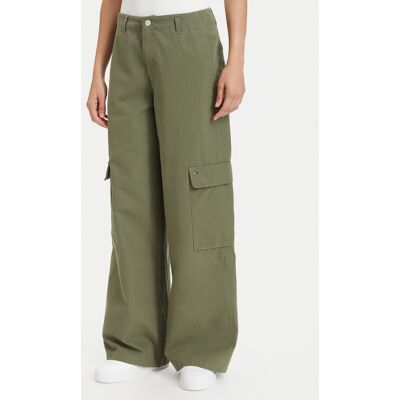 Tommy Jeans Spodnie cargo DW0DW22749 Zielony Wide Leg 26_32 Zielony Damskie Tommy Jeans Spodnie cargo DW0DW22749 Zielony Wide Leg 26_32 Zielony Damskie