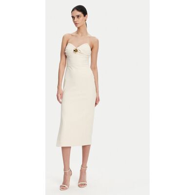 Elisabetta Franchi Sukienka koktajlowa AB-769-51E2 Écru Regular Fit 40 Kremowy Damskie Elisabetta Franchi Sukienka koktajlowa AB-769-51E2 Écru Regular Fit 40 Kremowy Damskie