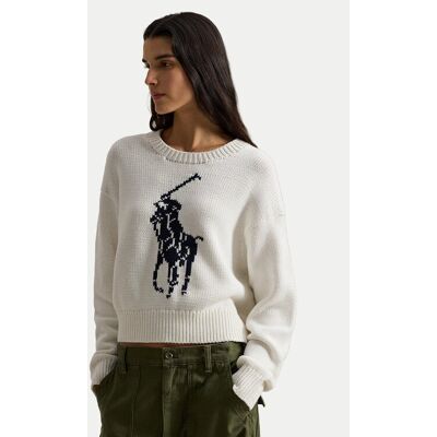 Polo Ralph Lauren Sweter 211A96234002 Biały Relaxed Fit S Biały Damskie Polo Ralph Lauren Sweter 211A96234002 Biały Relaxed Fit S Biały Damskie