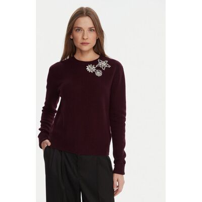 KAOS Sweter RI1KT022 Bordowy Regular Fit S Bordowy Damskie KAOS Sweter RI1KT022 Bordowy Regular Fit S Bordowy Damskie