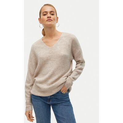 Vero Moda Sweter Crewlefile 10233357 Beżowy Loose Fit XL Beżowy Damskie Vero Moda Sweter Crewlefile 10233357 Beżowy Loose Fit XL Beżowy Damskie
