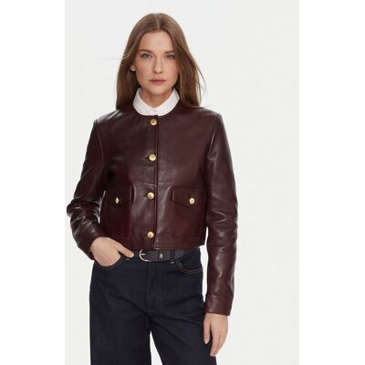 Tommy Hilfiger Kurtka skórzana WW0WW46861 Bordowy Regular Fit 38 Bordowy Damskie Tommy Hilfiger Kurtka skórzana WW0WW46861 Bordowy Regular Fit 38 Bordowy Damskie
