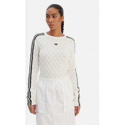Adidas Sweter Solid Spike KS6461 Écru Slim Fit XS Kremowy Damskie Adidas Sweter Solid Spike KS6461 Écru Slim Fit XS Kremowy Damskie