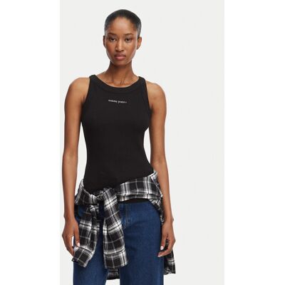 Tommy Jeans Top Ess Logo 1 DW0DW22806 Czarny Slim Fit M Czarny Damskie Tommy Jeans Top Ess Logo 1 DW0DW22806 Czarny Slim Fit M Czarny Damskie