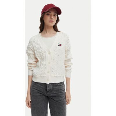 Tommy Jeans Kardigan DW0DW23024 Écru Regular Fit XS Kremowy Damskie Tommy Jeans Kardigan DW0DW23024 Écru Regular Fit XS Kremowy Damskie