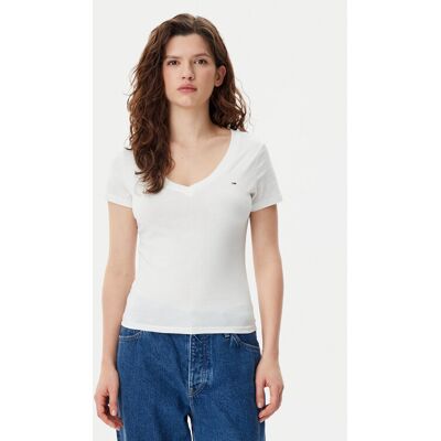 Tommy Jeans T-Shirt DW0DW20458 Biały Slim Fit S Biały Damskie Tommy Jeans T-Shirt DW0DW20458 Biały Slim Fit S Biały Damskie