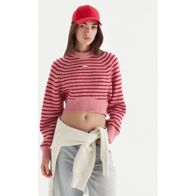 Tommy Jeans Sweter Badge DW0DW21677 Różowy Regular Fit S Różowy Damskie Tommy Jeans Sweter Badge DW0DW21677 Różowy Regular Fit S Różowy Damskie