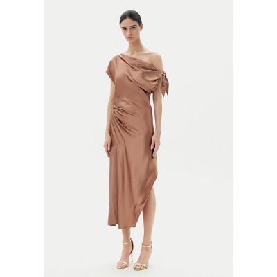 PINKO Sukienka koktajlowa 104986 A2GZ Brązowy Regular Fit 44 Brązowy Damskie PINKO Sukienka koktajlowa 104986 A2GZ Brązowy Regular Fit 44 Brązowy Damskie