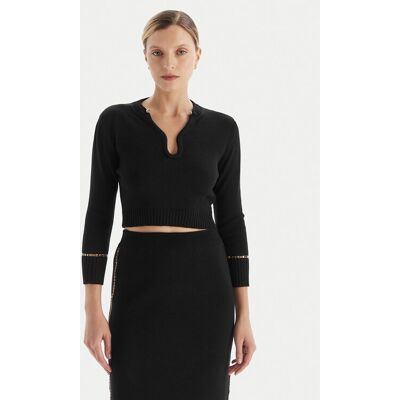 Simona Corsellini Sweter A25CPMGE0601 Czarny Slim Fit L Czarny Damskie Simona Corsellini Sweter A25CPMGE0601 Czarny Slim Fit L Czarny Damskie