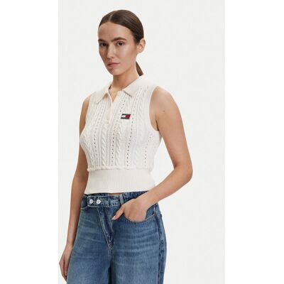 Tommy Jeans Sweter DW0DW22318 Biały Regular Fit XS Biały Damskie Tommy Jeans Sweter DW0DW22318 Biały Regular Fit XS Biały Damskie