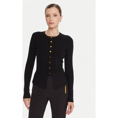 Elisabetta Franchi Kardigan MK-49S-57E2 Czarny Slim Fit 42 Czarny Damskie Elisabetta Franchi Kardigan MK-49S-57E2 Czarny Slim Fit 42 Czarny Damskie