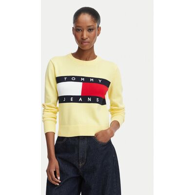 Tommy Jeans Sweter Flag DW0DW22930 Żółty jasny Regular Fit S Żółty jasny Damskie Tommy Jeans Sweter Flag DW0DW22930 Żółty jasny Regular Fit S Żółty jasny Damskie